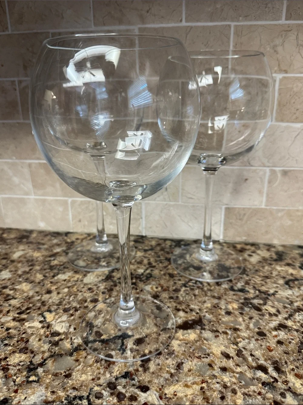 Clear Glass Red Wine Balloon Goblets - Elegant Large Stemware - Set of 3